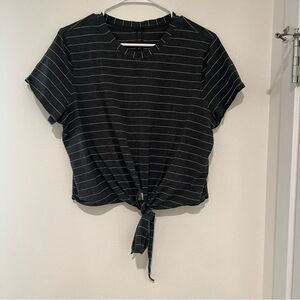 Lululemon Grey and White Striped Tie Tee